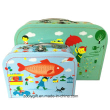 Full Color Printing Cartoon Paper Suitcase with Handle for Toys